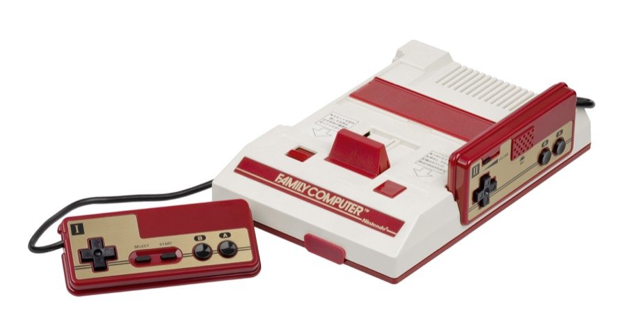 Famicom console with controllers