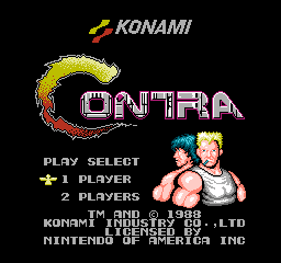 Contra: the title screen