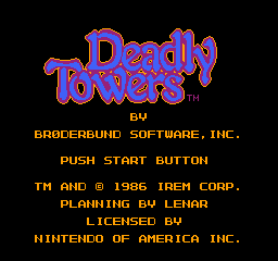 Deadly Towers: the title screen