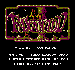 Faxanadu: the title screen