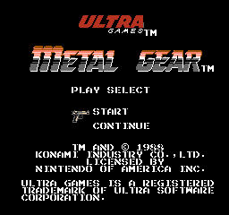 Metal Gear: the title screen