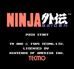 Ninja Gaiden: the title screen