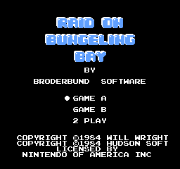 Raid on Bungeling Bay: the title screen