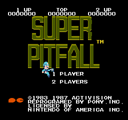 Super Pitfall: the title screen