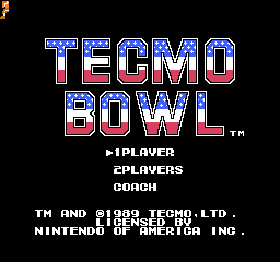 Tecmo Bowl: the title screen