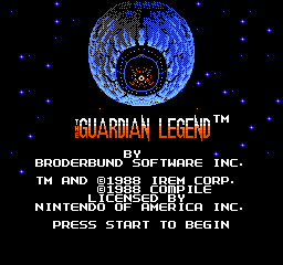 The Guardian Legend: the title screen